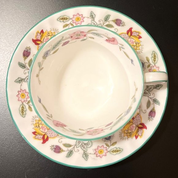 Haddon Hall B1451 Green Trim by Minton - Demitasse Saucers and a Flat Cup - Picture 7 of 13